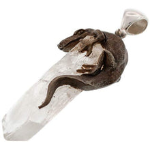 Load image into Gallery viewer, STARBORN Creations Gecko Carving Danburite 925 Sterling Silver Pendant YE-1814
