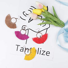 Load image into Gallery viewer, CASSIECA 12 Pairs Statement Tassel Hoop Earrings Bohemian Fan Dangle Hook Tassel Earrings Set Drop Ear Jewelry Set for Women
