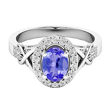 Load image into Gallery viewer, Dazzlingrock Collection 10K Oval Cut Tanzanite &amp; Round Cut Diamond Bridal Halo Engagement Ring, White Gold, Size 8
