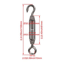 Load image into Gallery viewer, BQLZR M4 Stainless Steel 304 Hook &amp; Eye Turnbuckle Wire Rope Tension Pack of 5
