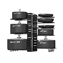 Load image into Gallery viewer, Pot Rack Organizers, G-TING 8 Tiers Pots and Pans Organizer, Adjustable Pot Lid Holders &amp; Pan Rack for Kitchen Counter and Cabinet, Lid Organizer for Pots and Pans With 3 DIY Methods(Upgrade Version)
