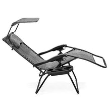 Load image into Gallery viewer, Best Choice Products Oversized Steel Mesh Zero Gravity Reclining Lounge Patio Chair w/Folding Canopy Shade and Cup Holder, Gray
