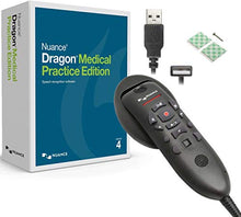 Load image into Gallery viewer, Nuance A709AX0040 Dragon Medical Practice Edition 4 Speech Recognition Software for Medical Environments and Nuance 0POWM3N9E04 PowerMic III Microphone for Dragon With 9 Ft Cord Bundle
