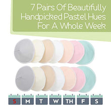 Load image into Gallery viewer, Organic Bamboo Nursing Breast Pads - 14 Washable Pads + Wash Bag - Breastfeeding Nipple Pad for Maternity - Reusable Nipplecovers for Breast Feeding (Pastel Touch, Large 4.8")
