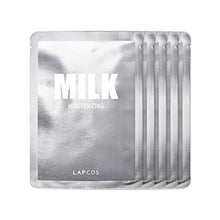 Load image into Gallery viewer, LAPCOS Milk Sheet Mask, Moisturizing Daily Face Mask to Replenish &amp; Restore Dry Skin with Ceramides, Korean Beauty Favorite, 5-Pack
