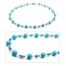 Load image into Gallery viewer, Accents Kingdom Women's Magnetic Hematite Fashion Necklace with Simulated Turquoise Round Bead, 18"
