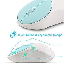 Load image into Gallery viewer, Wireless Keyboard and Mouse Combo, FD iK6630 2.4GHz Cordless Cute Round Key Set Smart Power-Saving Whisper-Quiet Slim Combo for Laptop, Computer,TV and Mac (Mint Green &amp; White)
