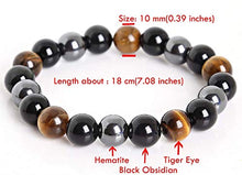 Load image into Gallery viewer, KIOMOY Triple Protection Bracelet For Protection Bring Luck And Prosperity Hematite Black Obsidian Tiger Eye Stone Bracelets (Tiger Eye)
