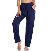 Load image into Gallery viewer, Envlon Womens Yoga Pants Soft Lightweight Stretch Lounge Pants Loose Straight Athletic Pants with Pockets Navy-Blue
