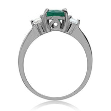 Load image into Gallery viewer, Silvershake 1.12ct. 8X6mm Oval Shape Natural Emerald Green Agate and White Topaz 925 Sterling Silver Engagement Ring Size 11.5
