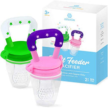 Load image into Gallery viewer, Baby Fruit Feeder Pacifier (2 Pack) - Fresh Food Nibbler, Infant Fruit Teething Toy, Food Grade Silicone Pouches for Toddlers &amp; Kids by Ashtonbee
