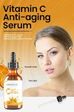 Load image into Gallery viewer, Hopemate Natural Facial Vitamin C Serum with Hyaluronic Acid&amp; Vit E, New Skin Treatment Formula, Organic Anti Wrinkle Reducer, Natural Anti Aging Moisturizer, Dark Circles, Scar, Sun Damage Corrector,
