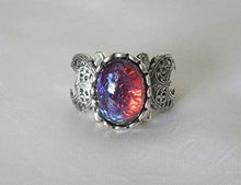 Load image into Gallery viewer, Dragons Breath Fire Opal Triple Moon Ring handmade jewelry wiccan pagan wicca witch witchcraft goddess gothic
