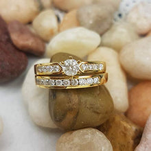 Load image into Gallery viewer, Dazzlingrock Collection 0.95 Carat (ctw) 14K Round Cut Diamond Bridal Engagement Ring Set 1 CT, Yellow Gold, Size 7
