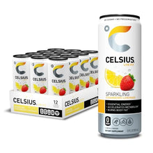 Load image into Gallery viewer, CELSIUS Essential Energy Drink 12 Fl Oz, Sparkling Strawberry Lemonade (Pack of 12)
