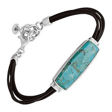 Load image into Gallery viewer, Silpada 'True Colors' Compressed Turquoise Link Bracelet in Genuine Leather and Sterling Silver, 7" + 1" Extender
