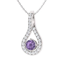 Load image into Gallery viewer, Diamondere Natural and Certified Iolite and Diamond Drop Necklace in 14k White Gold | 0.61 Carat Pendant with Chain
