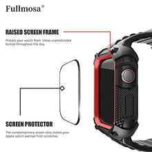 Load image into Gallery viewer, Fullmosa Compatible Apple Watch Stainless Steel Band with Case 38mm 40mm 41mm Silver &amp; Compatible Apple Watch Silicone Rubber Band 40mm with Screen Protector,Black
