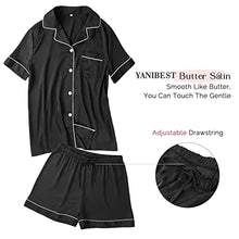 Load image into Gallery viewer, YANIBEST Womens Silk Satin Pajamas Set Short Sleeve Two-piece Pj Sets Sleepwear Loungewear Button-Down Pj Sets
