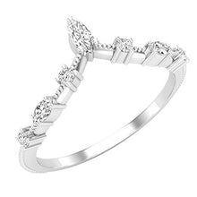 Load image into Gallery viewer, Dazzlingrock Collection 0.20 Carat (ctw) Marquise &amp; Round White Diamond Ladies Wedding Band Chevron Ring 1/5 CT, 14K White Gold, Size 7

