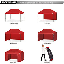 Load image into Gallery viewer, ABCCANOPY Heavy Duty Ez Pop up Canopy Tent with Sidewalls 10x15, Red
