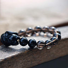 Load image into Gallery viewer, Jewever Black Obsidian Fox Bracelet Stretch Natural Gemstone Healing Crystal Charm Foxes Jewelry Gifts for Women 10mm
