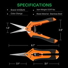 Load image into Gallery viewer, VIVOSUN 6.5 Inch Gardening Scissors Hand Pruner Pruning Shear with Straight Stainless Steel Blades Orange 1-Pack
