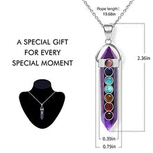 Load image into Gallery viewer, ASTRYAS Healing Crystal Pendant Men's and Women's 7 Chakra Balanced Gemstone Necklace with 18" Stainless Steel Chain Strap Gift Box - Amethyst
