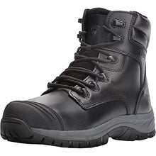 Load image into Gallery viewer, OUXX Work Boots for Men, Waterproof Steel Toe YKK Zipper Non-Slip Rubber Leather Shoes, Puncture-Proof, Breathable, Comfortable(Black, OX020, US 7.5)
