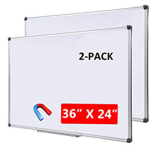 Load image into Gallery viewer, Magnetic Dry Erase Board with Removable Marker Tray| Commercial Quality Wall-Mounted Aluminum Message Presentation White Board for Kids, Students &amp; Teachers (36" x 24"-2 Pack)
