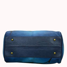 Load image into Gallery viewer, Anna by Anuschka womens Zip Around Satchel Handbag Genuine Leather, Lonesome Bird Denim, One Size US
