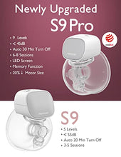 Load image into Gallery viewer, Momcozy S9 Pro Wearable Breast Pump, Hands-Free Breast Pump of Longest Battery Life &amp; LED Display, Double Portable Electric Breast Pump with 2 Modes &amp; 9 Levels - 24mm, 2 Pack Gray
