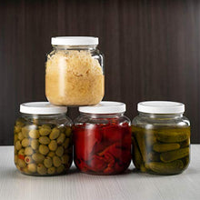 Load image into Gallery viewer, Half Gallon Glass Mason Jar (64 Oz - 2 Quart) - 4 Pack - Wide Mouth, Plastic Airtight Lid, USDA Approved BPA-Free Dishwasher Safe Canning Jar for Fermenting, Sun Tea, Kombucha, Dry Food Storage, Clear
