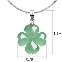 Load image into Gallery viewer, iSTONE Green Jade Lucky Four Leaf Clover Heart Pendant 925 Sterling Silver Necklace 18 Inches Fine Jewelry for Women
