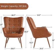 Load image into Gallery viewer, Yaheetech Faux Leather Leisure Chair Accent Chair Armchair Upholstered Biscuit Tufted Wingback Chair with Tapered Legs for Living Room Home Office Study Vanity Bedroom Brown, Set of 2
