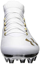 Load image into Gallery viewer, Under Armour Men's Spotlight MC Lacrosse Shoe, White (101)/Metallic Gold, 15 M US
