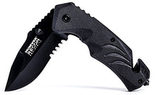 Load image into Gallery viewer, Humvee HMV-KTR-15 Recon 15 Folding Knife with Partially Serrated Stainless Steel Blade and Metal Pocket Clip, Black
