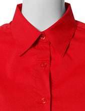 Load image into Gallery viewer, Doublju Womens Slim Fit Plus Size Office Work Wear 3/4 Sleeve Collared Blouse Shirt RED X-Large
