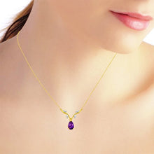 Load image into Gallery viewer, Galaxy Gold 14k White, Rose, Yellow Gold Amethyst and Diamond Vine Branch Design Pendant Necklace with 1.52 Carats (Carat Total Weight) Natural Diamonds &amp; Pear-Shaped Purple Amethyst (yellow-gold, 20)
