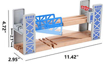 Load image into Gallery viewer, Z MAYABBO Wooden Train Set Accessories Wood Railway Bridge for Railroad Tracks, 2-Level Overpass Compatible for All Railway Tracks System
