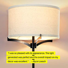 Load image into Gallery viewer, Brightech Elijah Modern Floor Lamp for Bedrooms – Mid Century Free Standing Light for Living Room or Office Bright Lighting — Tall Reading Indoor Pole Lamp with Drum Shade - With LED Bulb - Black
