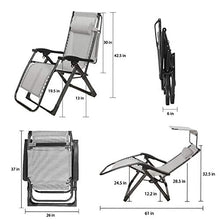 Load image into Gallery viewer, Folding Zero Gravity Chairs Patio Set of 2 with Folding Canopy Shade and Pillow Cup Holder Patio Furniture Outdoor Adjustable Dining Recliner Lounge Chairs for Deck Patio Beach Yard (Gray)
