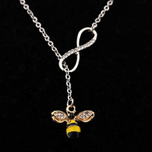 Load image into Gallery viewer, Crystal Bumblebee Pendant Necklace Infinity Love Charm Flying Honeybee Insect Jewelry Gifts (silver)
