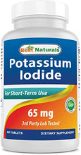 Load image into Gallery viewer, Best Naturals Potassium Iodide 65 mg - Dietary Supplement, 60 Tablets
