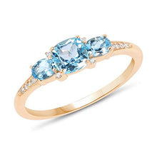 Load image into Gallery viewer, Swiss Blue Topaz Ring, 14K Yellow Gold Swiss Blue Topaz &amp; White Diamond Ring (0.80 ctw, I-J Color, I2-I3 Clarity)
