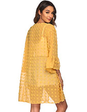 Load image into Gallery viewer, ELESOL Women's 3/4 Sleeve Kimono Cardigans Coverup Cute Swimsuit Cover Ups Yellow

