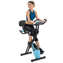Load image into Gallery viewer, Folding Exercise Bike with 10-Level Adjustable Magnetic Resistance | Upright and Recumbent Foldable Stationary Bike is the Perfect Workout Bike for Home Use for Men, Women, and Seniors (Black/Blue)
