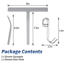 Load image into Gallery viewer, Silicone Squeegy to Clean Shower Doors, 11" Rubber Bathroom Squeegee Wiper with Hook, Shower Glass Door Wiper Cleaning Squigeey, Gray Bath Sqeegy for Shower Handheld Shower Door Cleaner with Hanger
