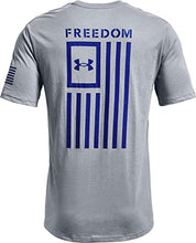 Load image into Gallery viewer, Under Armour Men's New Freedom Flag T-Shirt , Steel Medium Heather (036)/Royal , Small
