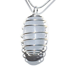 Load image into Gallery viewer, Zenergy Gems Charged Natural Polished Celestite (AAA Grade Polished - Madagascar) Crystal Pendant + 20" Silver Plated Chain + Selenite Charging Heart [Included]
